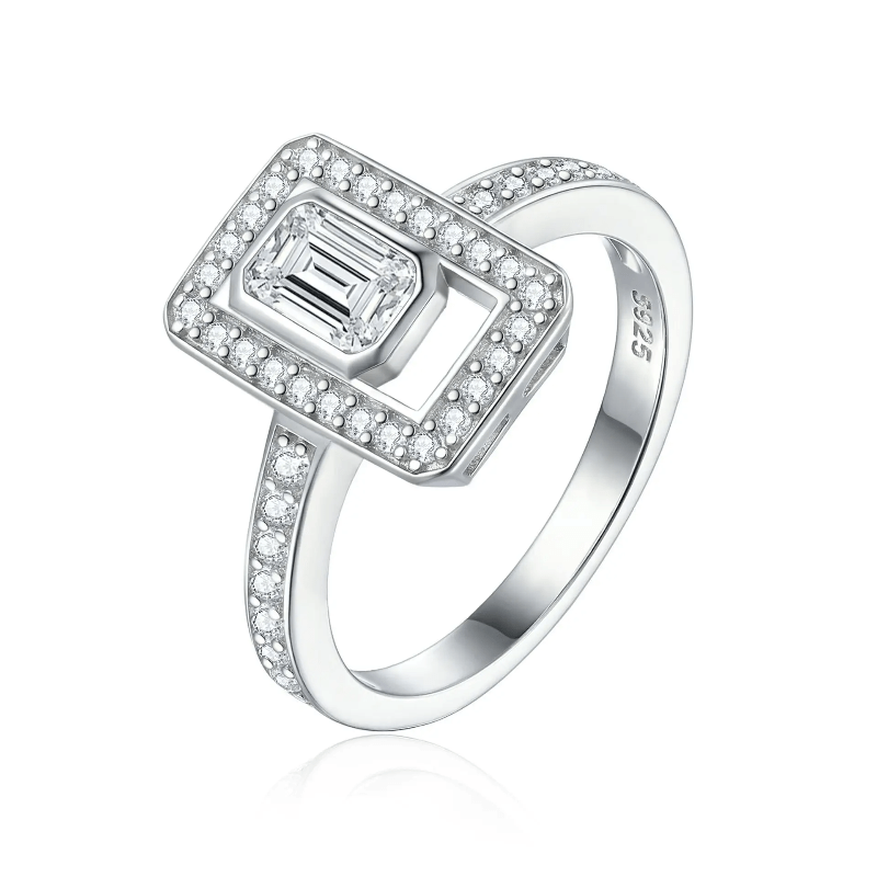 Women's S925 Silver Moissanite Eternity Ring, Classic Full Pave Band